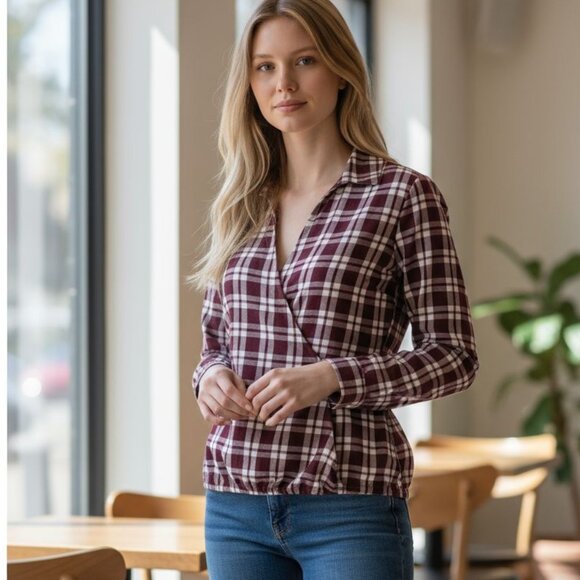 NWT Madewell Arion Plaid Wrap Top - Picture 1 of 8